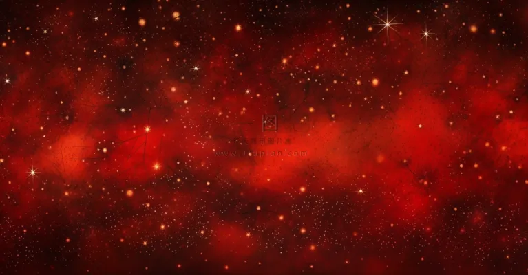 红色闪光粒子金色光芒背景