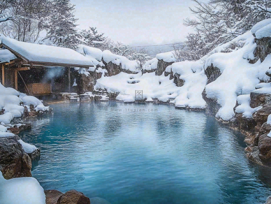 户外天然温泉汤浴秋冬摄影图 户外天然温泉汤浴秋冬摄影图