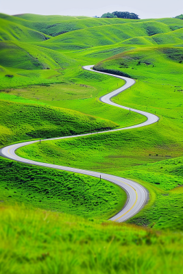 草甸草原的公路摄影图