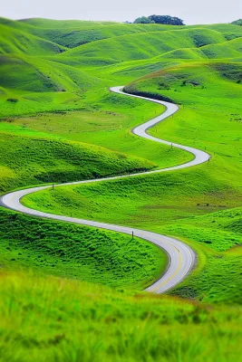 草甸草原的公路摄影图