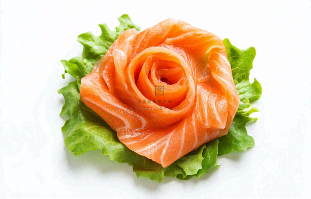 生鱼片三文鱼生菜食物摄影图