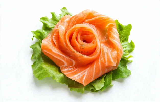 生鱼片三文鱼生菜食物摄影图