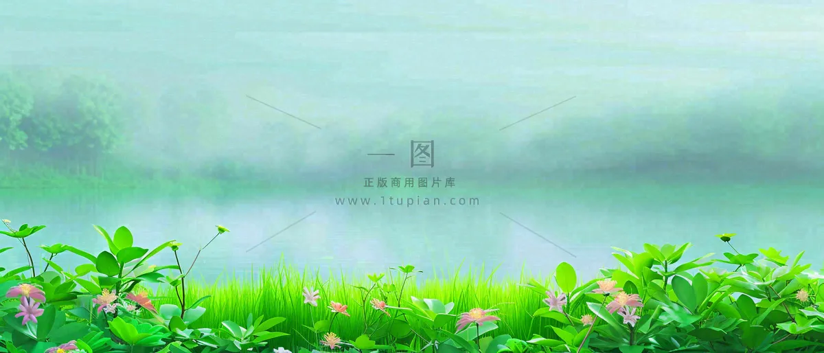 春天河面湖面花草意境古风，春分谷雨
