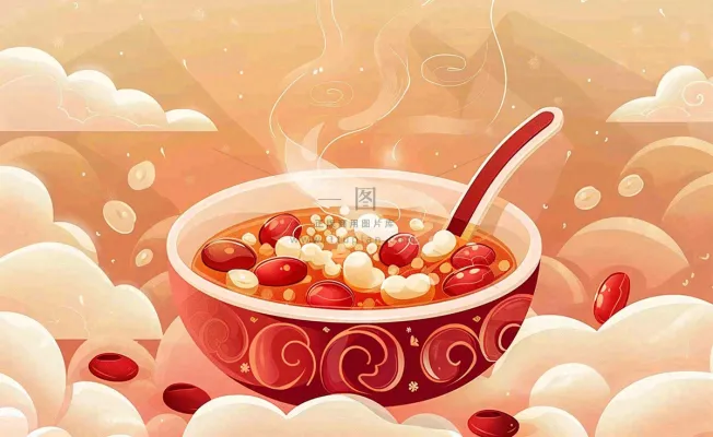 腊八粥传统美食国潮风插画腊八节插画背景