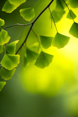 简约唯美银杏叶黄绿色背景 简约唯美银杏叶黄绿色背景
