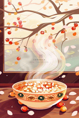腊八粥春节习俗腊八节卡通插画背景