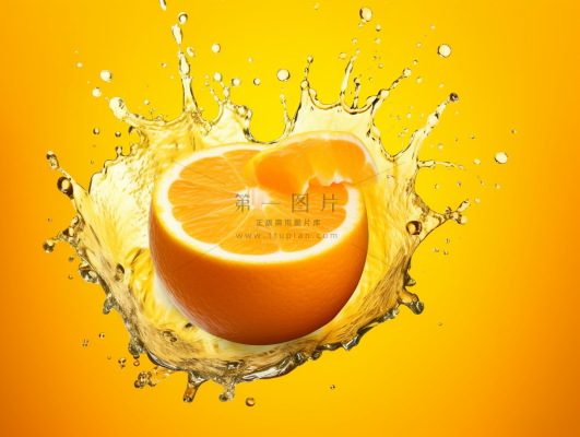 切片橙子水花水中摄影图