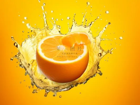 切片橙子水花水中摄影图