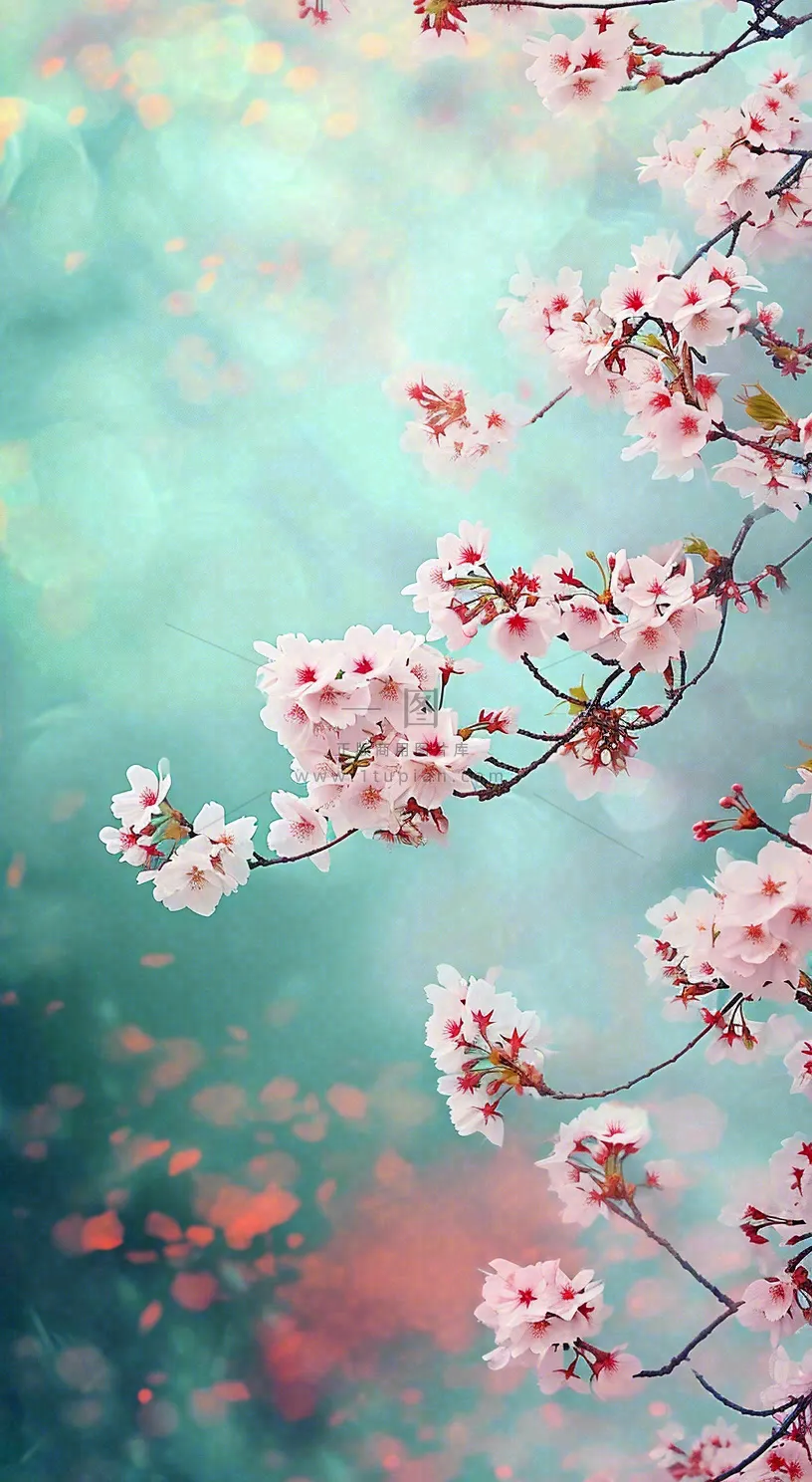 春天浪漫花朵白色樱花，立春春分惊蛰摄影图