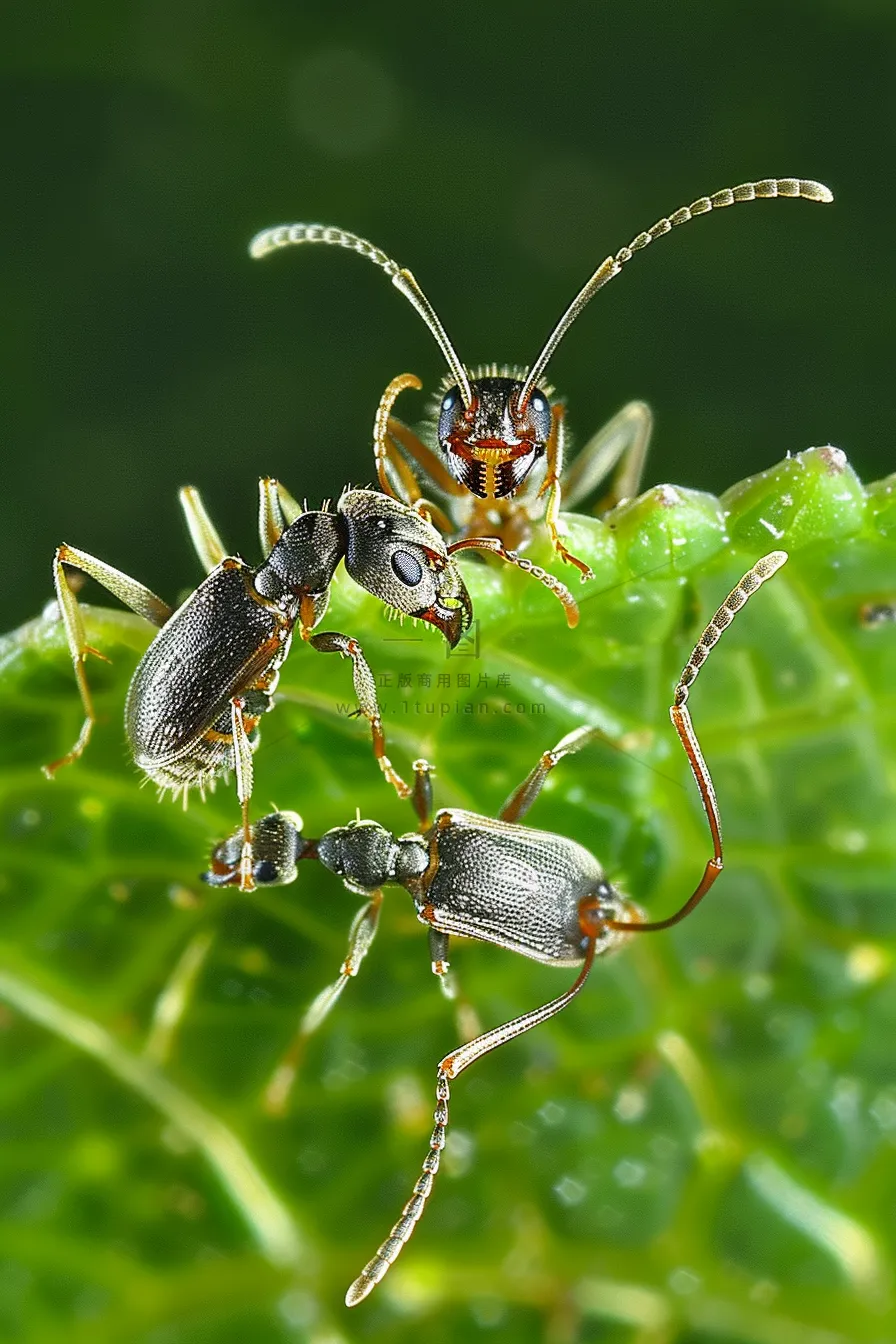 蚂蚁黑蚂蚁植物春天昆虫摄影图
