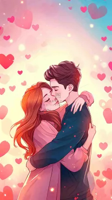 简约渐变浪漫爱心情侣情人节温馨爱情