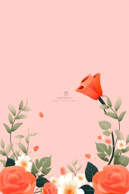 简约扁平鲜花可爱背景 简约扁平鲜花可爱背景