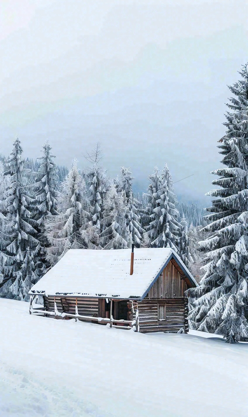 冬天白雪覆盖寒冷唯美雪景大寒插画背景