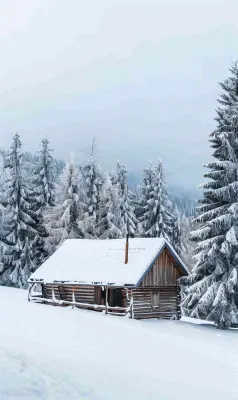 冬天白雪覆盖寒冷唯美雪景大寒插画背景