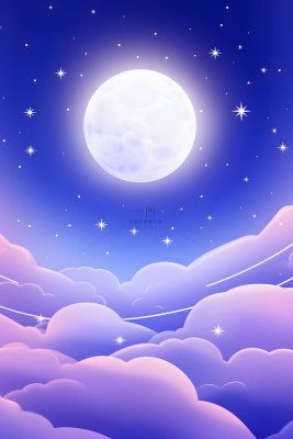 创意渐变简约月亮背景