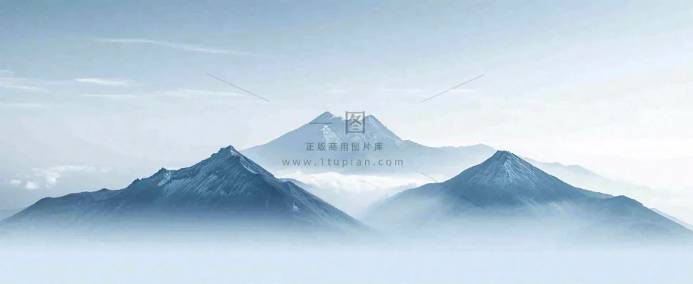 雪山山脉云层云端意境冰山，自然风景冬天蓝天白云摄影图