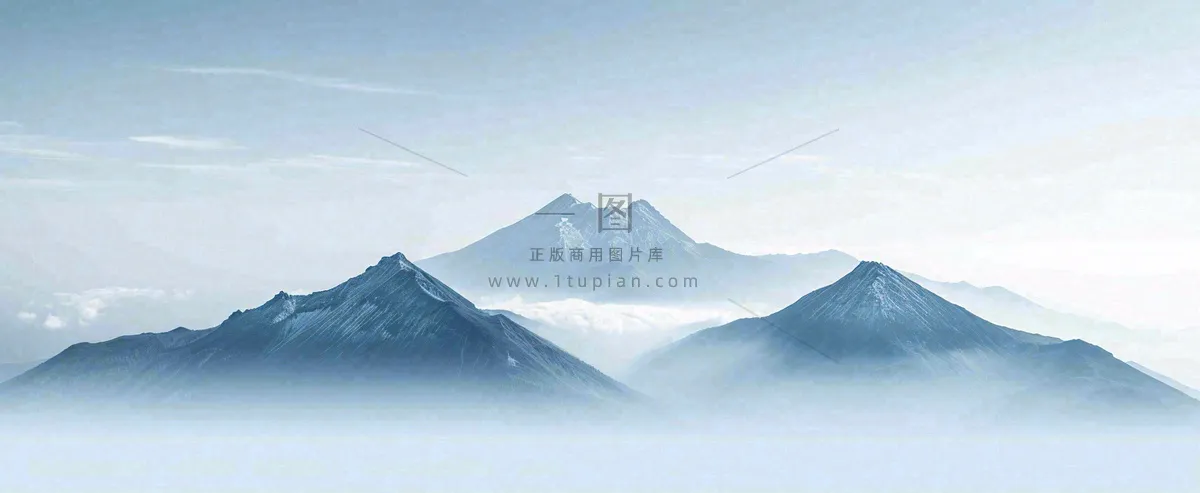 雪山山脉云层云端意境冰山,自然风景冬天蓝天白云摄影图