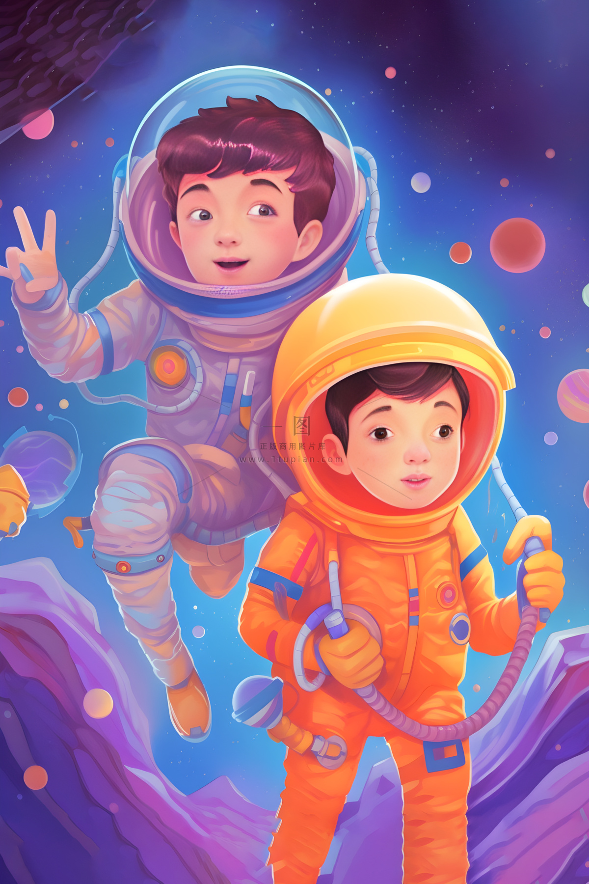 宇航员太空宇宙插画海报素材背景