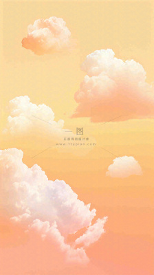 橙色渐变落日天空白云简约扁平手绘背景 橙色渐变落日天空白云简约扁平手绘背景