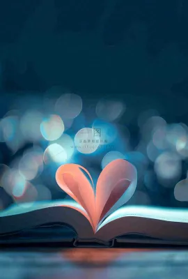 翻开的书本爱心形知识阅读教师节摄影图