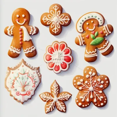 姜饼人圣诞饼干甜点卡通插画背景 姜饼人圣诞饼干甜点卡通插画背景