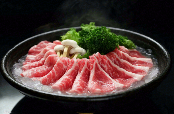 雪花肥牛牛肉寿喜烧烤肉食材美食摄影图