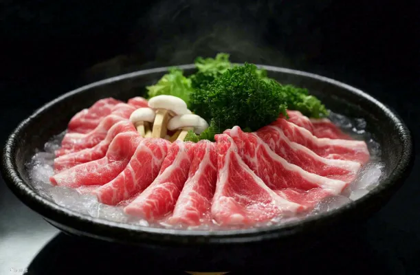 雪花肥牛牛肉寿喜烧烤肉食材美食摄影图