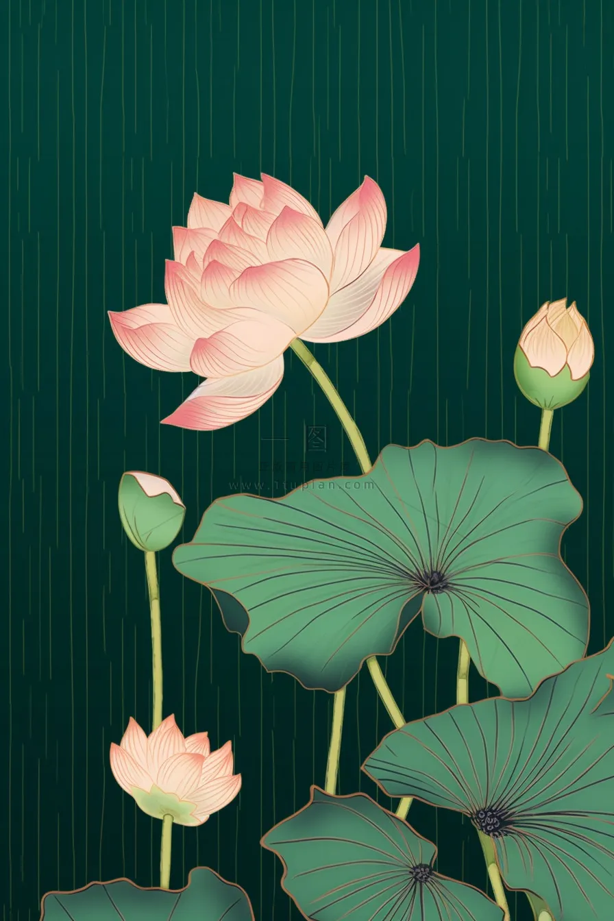 绿色简约清新莲花节气背景