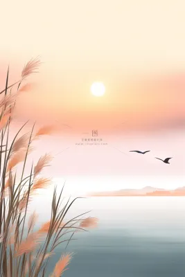 粉黄渐变落日简约节气海报背景 粉黄渐变落日简约节气海报背景