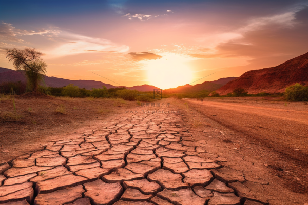 缺水干裂的土地地面干枯摄影图