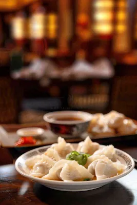 中餐美食饺子食物摄影图背景