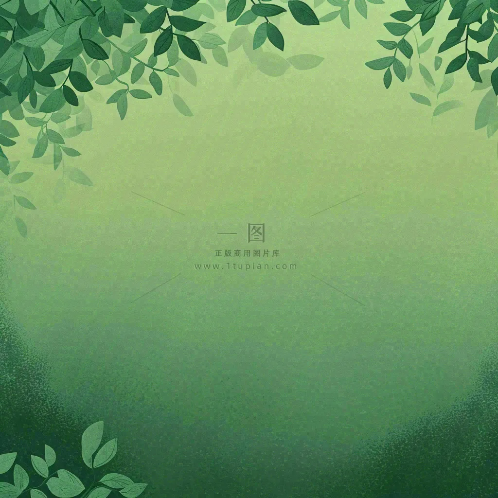 春天手绘绿草绿树