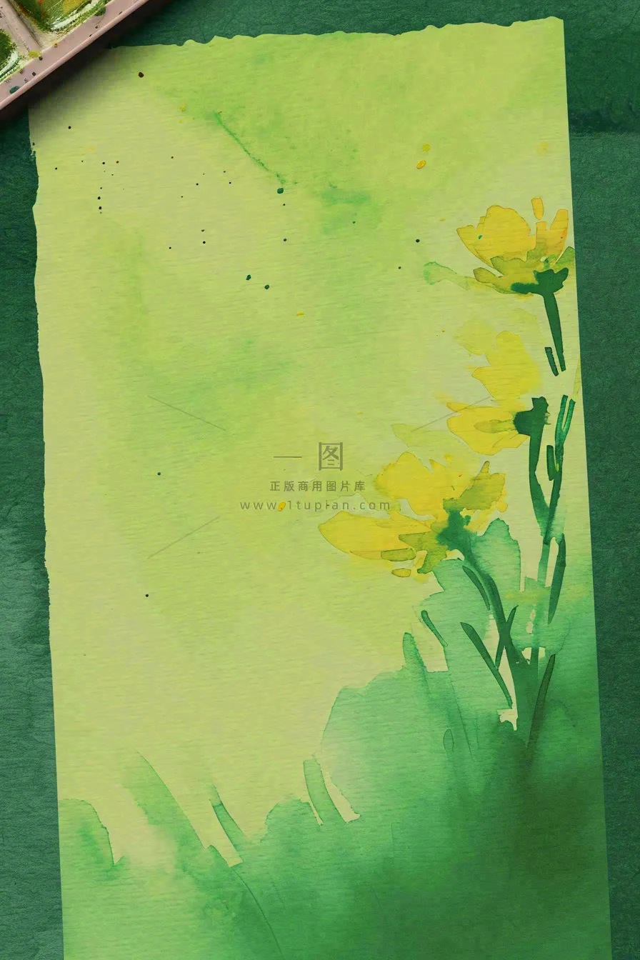 清新绿色纸张泼墨水墨纹理