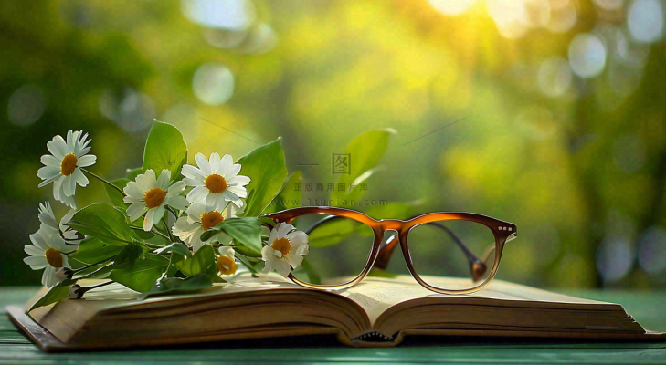 大自然绿色阅读书本世界读书日摄影图