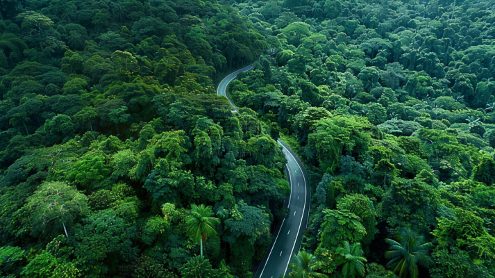 森林环山公路俯拍摄影图