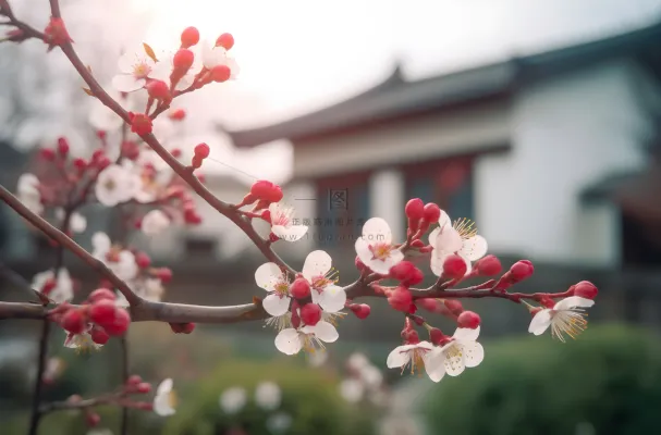 开花的中国传统梅花在阳光下摄影图壁纸