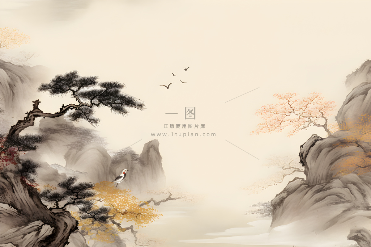 大气山水水墨意境背景