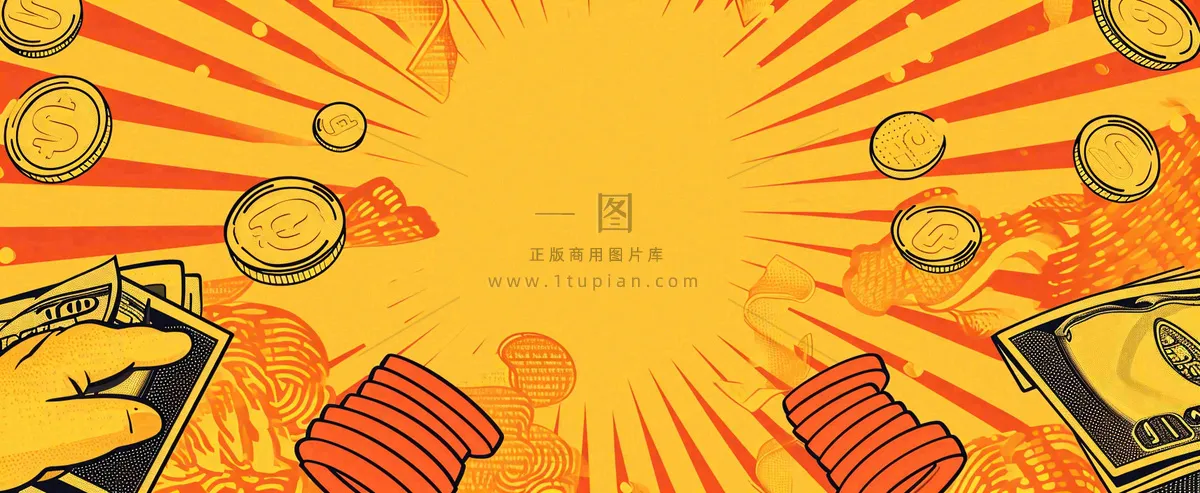 红黄渐变放射形状,金黄背景