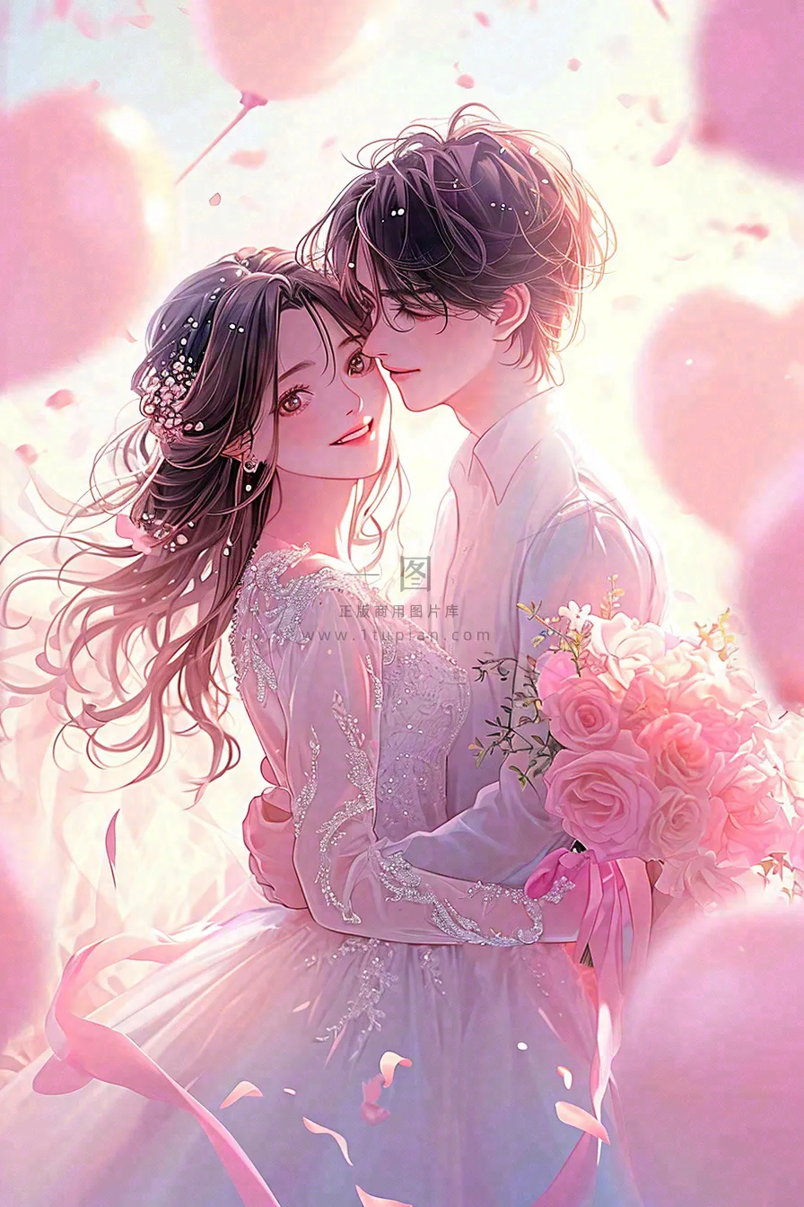 情人节浪漫爱情情侣520粉色爱心气球玫瑰