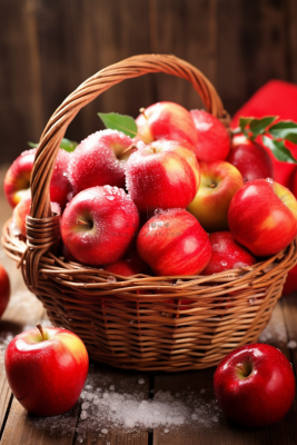 一竹篮红苹果水果平安夜摄影图