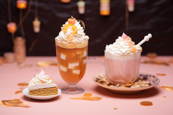 奶油奶茶饮料下午茶美食甜点摄影图 奶油奶茶饮料下午茶美食甜点摄影图