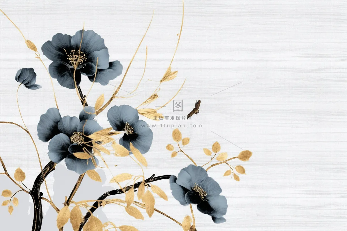 中国风意境线条金色荷花背景