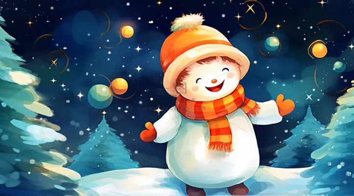 圣诞节雪人小孩圣诞老人卡通插画素材背景 圣诞节雪人小孩圣诞老人卡通插画素材背景