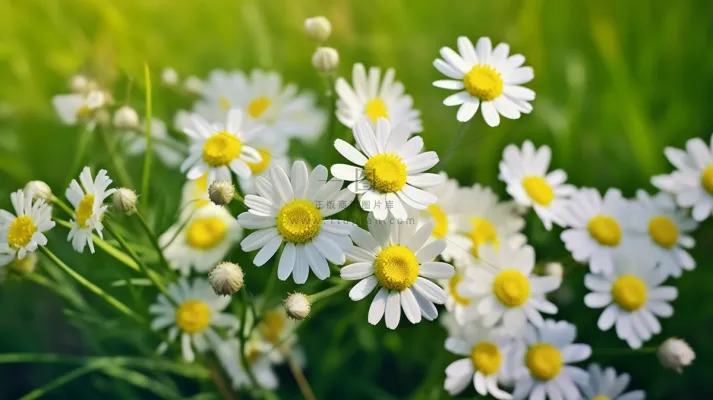 雏菊白色草丛里摄影图