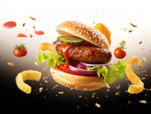 美味汉堡包美食摄影图