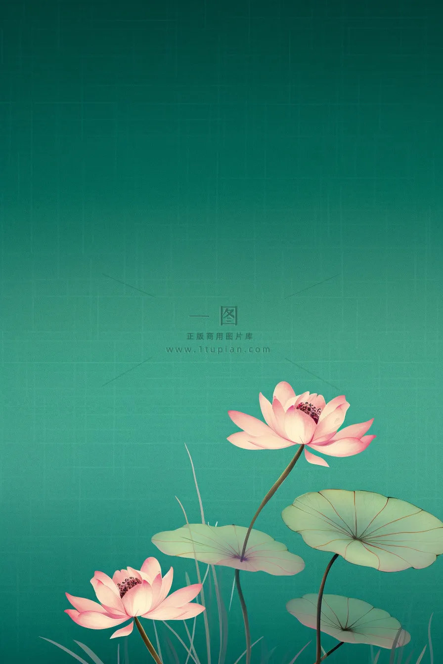 绿色高雅简约荷花国风背景