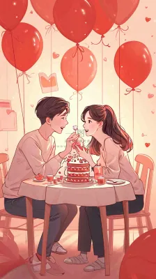 甜蜜情人节情侣爱情陪伴，爱心520温馨