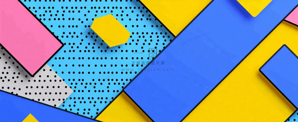 彩色涂鸦墙矩形形状点线面，高饱和色彩青春