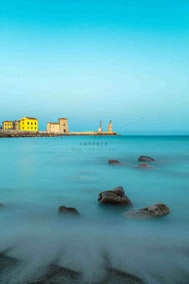 夏日海边海景蓝色清新海水游玩度假，大暑小暑