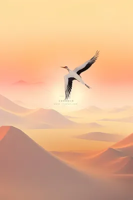 传统黄昏山脉渐变意境海报背景